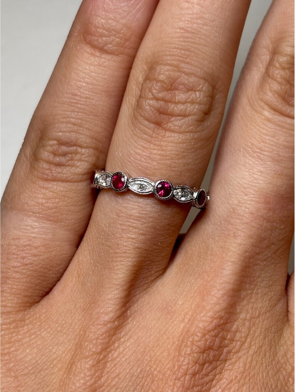 14k White Gold Ruby and Diamond Ring